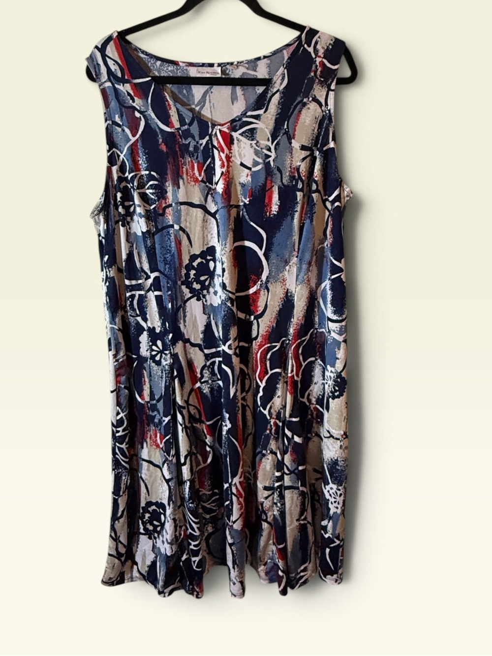 Kim Rogers Navy Multi-Print Sleeveless A-Line Dress